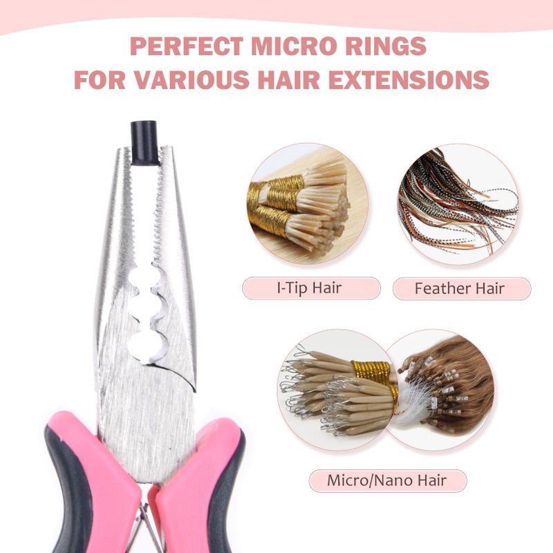 Vlasy Micro Rings Links Beads,3.4mm Microlink Beads Non-Silicone Copper Tubes Microbead for Hair Feathers,I-Tip Hair Extensions (1000Pcs, Brown) - Image 4